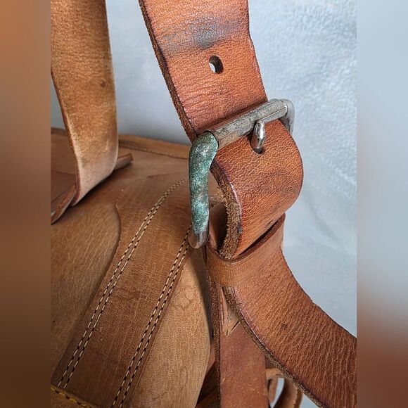 Tooled Leather Weekender Overnight Travel Handcrafted Structured Travel Bag Tan - Picture 13 of 16